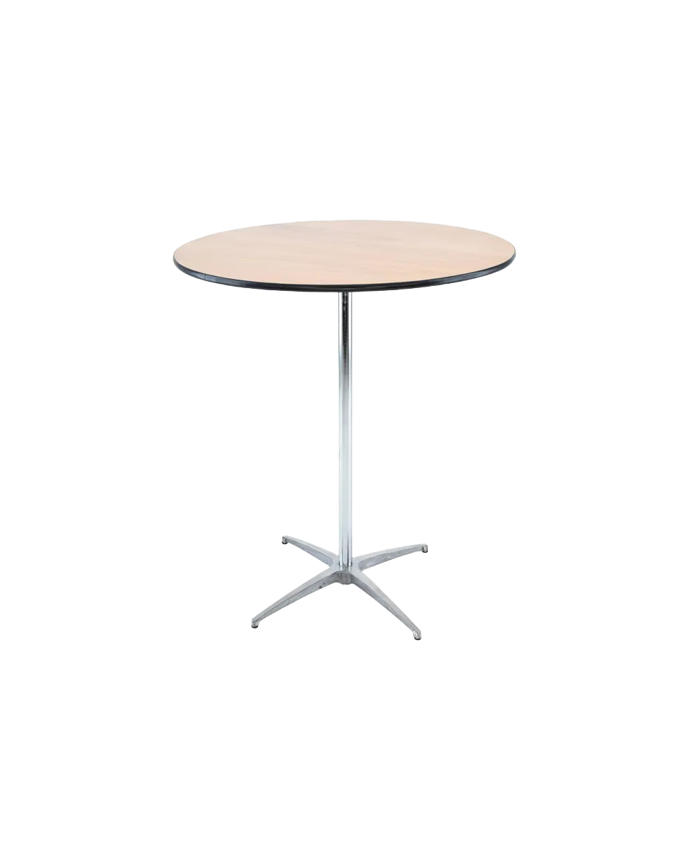 Round bistro table. Wooden top, metal leg