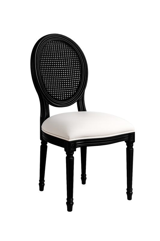 Black rattan back Louis Chair